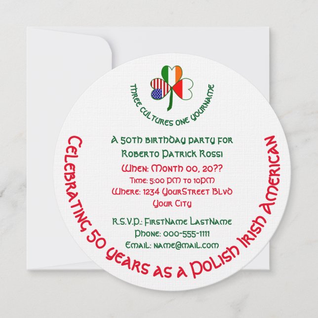 Invitation d'anniversaire Shamrock américano-irlan (Devant)