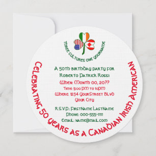 Invitation d'anniversaire Shamrock irlandaise cana