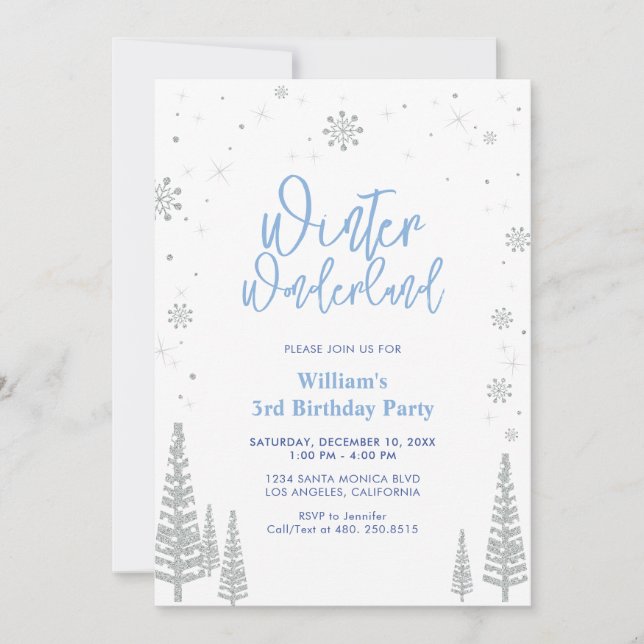 Invitation d'anniversaire Silver Boy - Winter Wond (Devant)