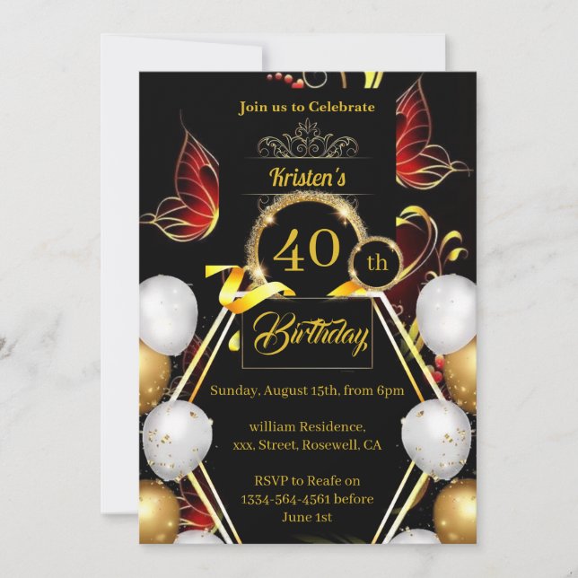 Invitation d'anniversaire simple (Devant)