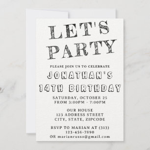 Invitation d'anniversaire simple en noir et blanc
