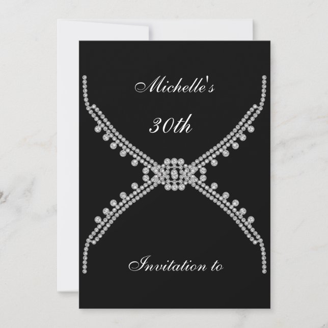 Invitation d'anniversaire simple noir (Devant)
