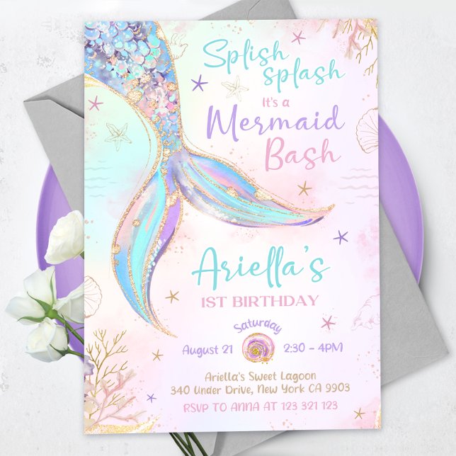 Invitation d'anniversaire sirène (Créateur téléchargé)