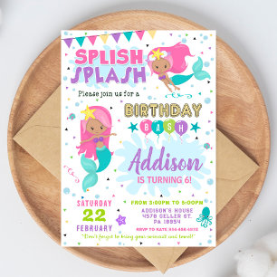 Invitation d'anniversaire Sirène Plouf Plouf Invit