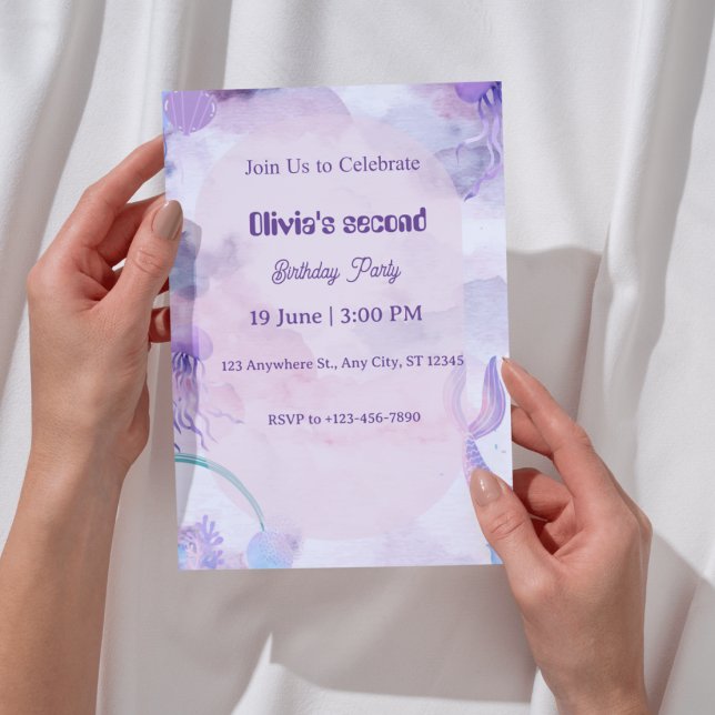 Invitation d'anniversaire sirène pour filles (Créateur téléchargé)