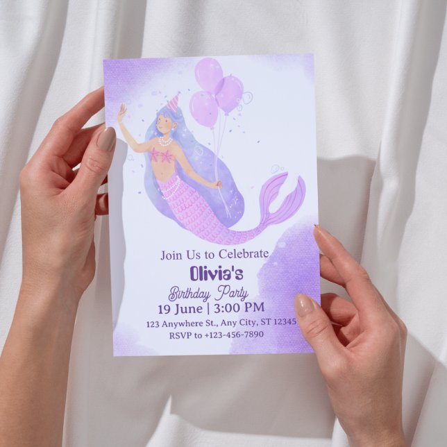 Invitation d'anniversaire sirène pour filles (Créateur téléchargé)