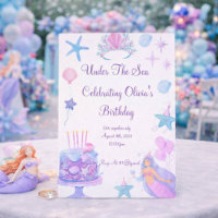 Invitation d'anniversaire sirène rose