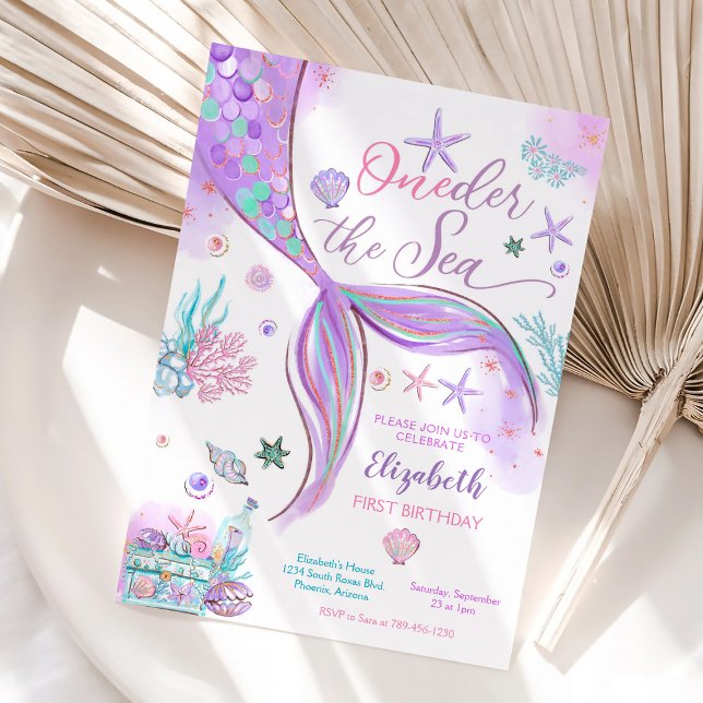 Invitation d'anniversaire Sirène sous la mer (Créateur téléchargé)