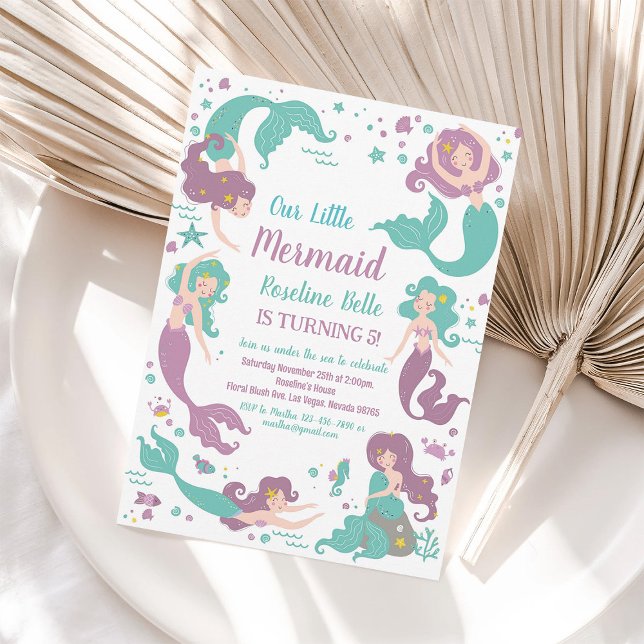 Invitation d'anniversaire Sirène sous la mer (Créateur téléchargé)