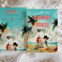Invitation d'anniversaire Sirènes et Pirates de l'