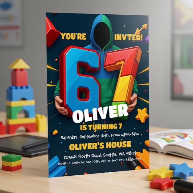 Invitation d'anniversaire Six Seven  (Créateur téléchargé)