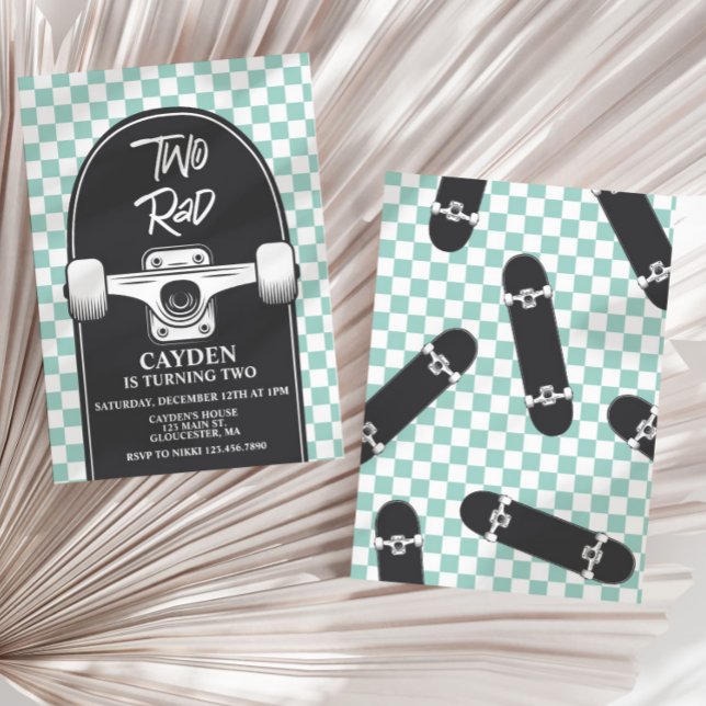 Invitation d'anniversaire Skateboard Two Rad 2 ans (Créateur téléchargé)