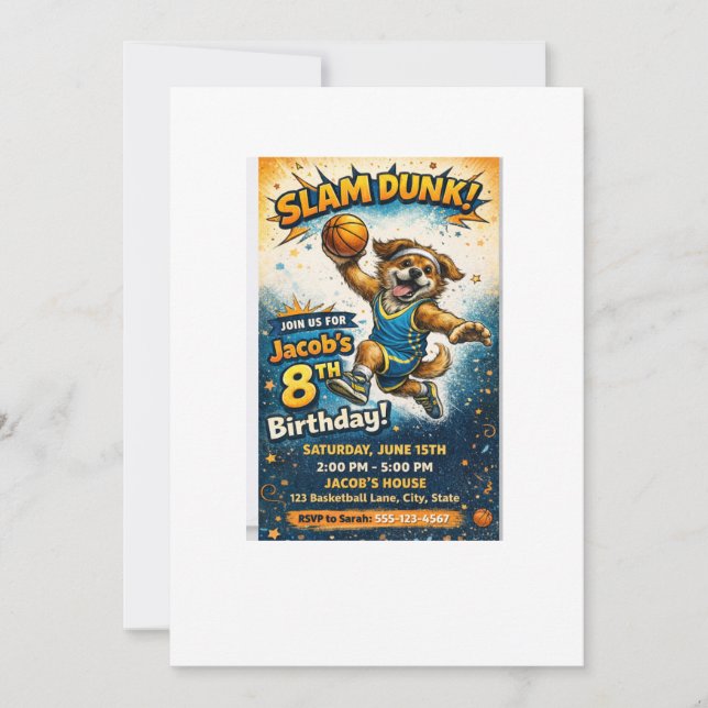 Invitation d'anniversaire Slam Dunk – Enfant amusa (Devant)