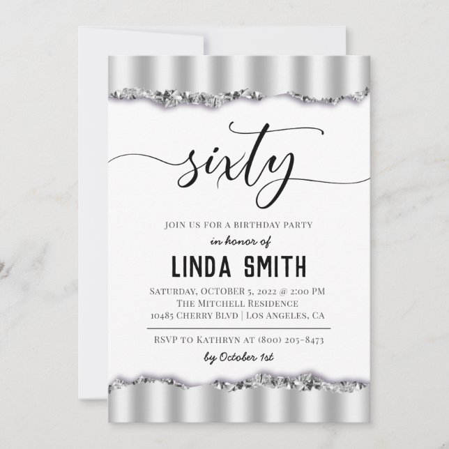 Invitation d'anniversaire soixante diamants (Devant)