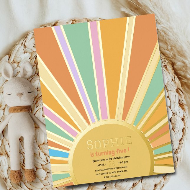 invitation d'anniversaire soleil doré grand avec r (Créateur téléchargé)