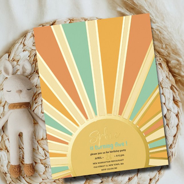 invitation d'anniversaire soleil gros or avec rayo (Créateur téléchargé)