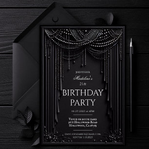 Invitation d'anniversaire sombre de luxe, Noir got