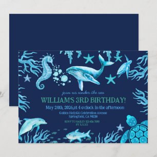 Invitation d'anniversaire sous la mer, garçon océa