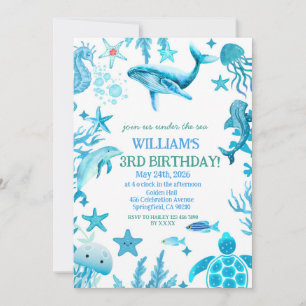 Invitation d'anniversaire sous la mer, garçon océa