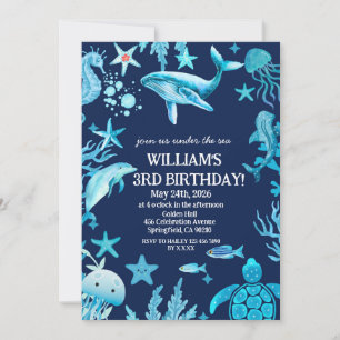 Invitation d'anniversaire sous la mer, garçon océa