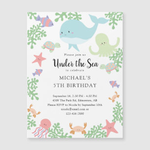 Invitation d'anniversaire sous la mer pastel migno