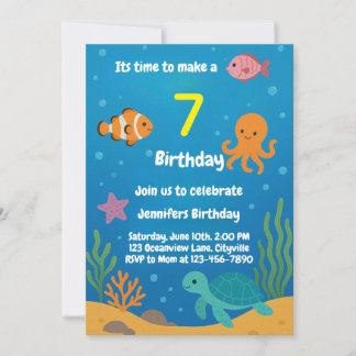 Invitation d'anniversaire sous la mer sous l'eau