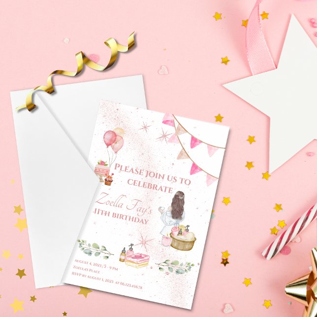 Invitation d'anniversaire spa (Birthday Invitation Cakes & Cupcakes)