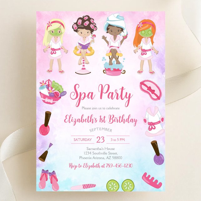 Invitation d'anniversaire Spa Party Glitz and Glam (Créateur téléchargé)