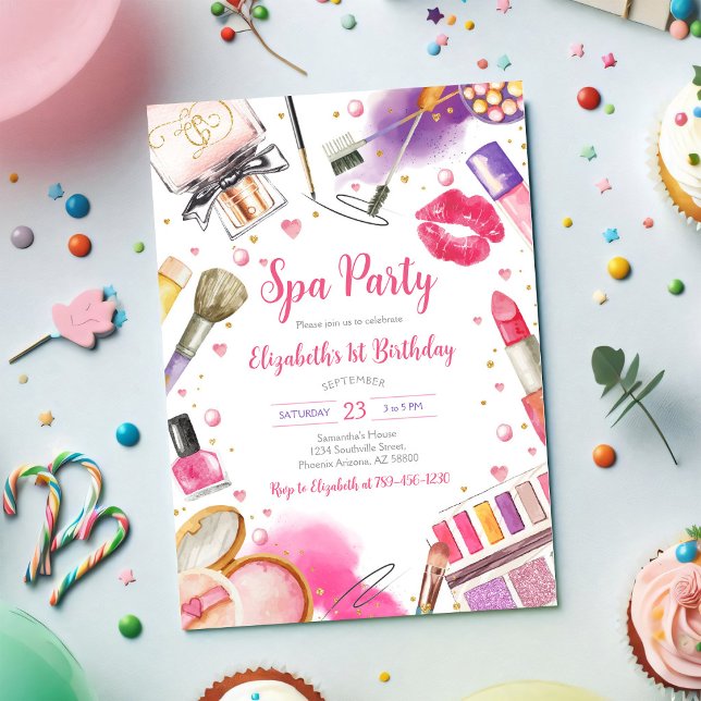 Invitation d'anniversaire Spa Party Glitz and Glam (Créateur téléchargé)