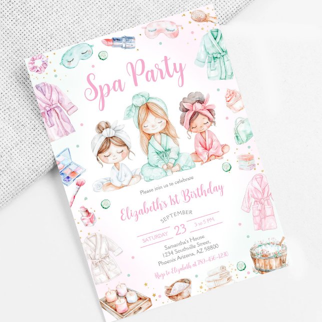 Invitation d'anniversaire Spa Party Glitz and Glam (Créateur téléchargé)