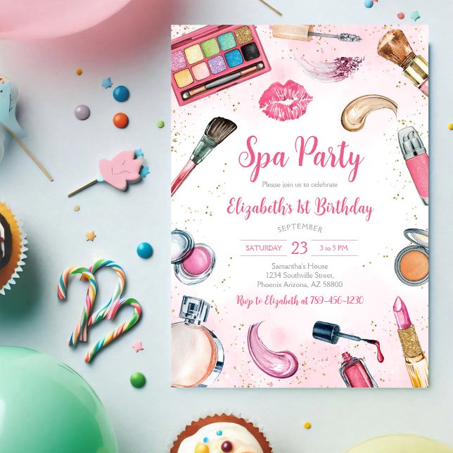 Invitation d'anniversaire Spa Party Glitz et Glam (Créateur téléchargé)
