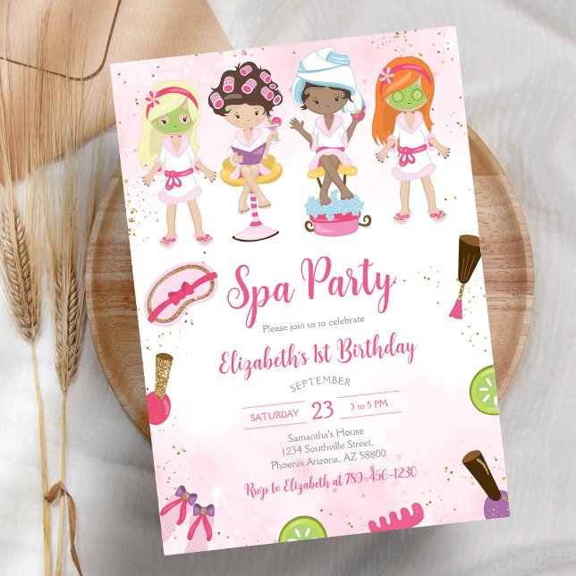 Invitation d'anniversaire Spa Party Glitz et Glam (Créateur téléchargé)