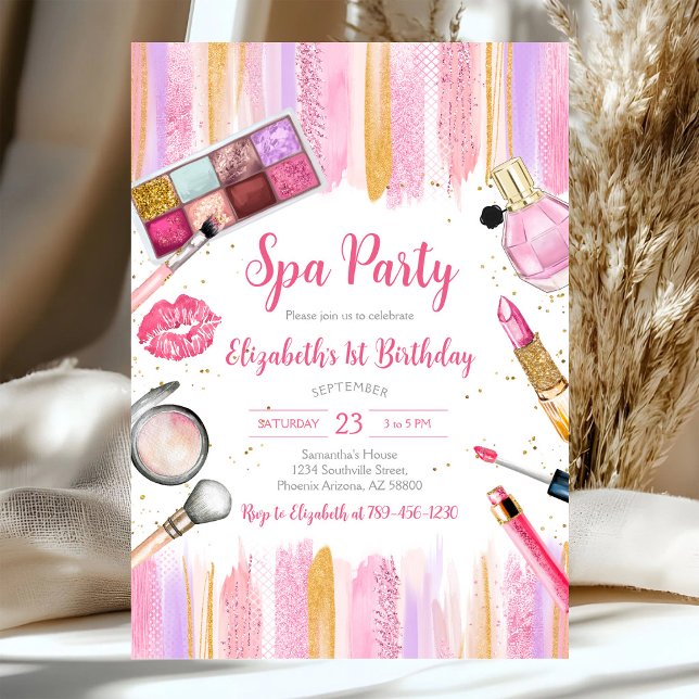 Invitation d'anniversaire Spa Party Glitz et Glam (Créateur téléchargé)
