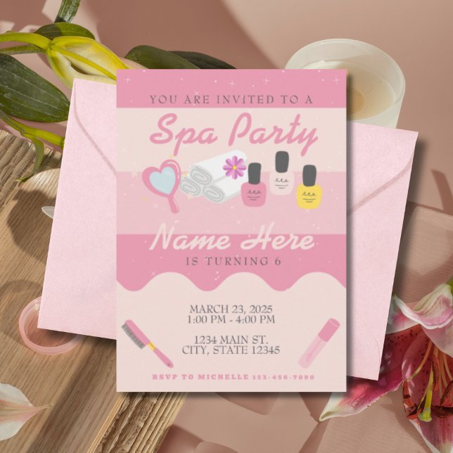 Invitation d'anniversaire Spa pour filles | Soins  (Créateur téléchargé)