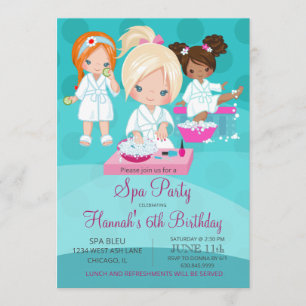 Invitation d'anniversaire spa pour les filles
