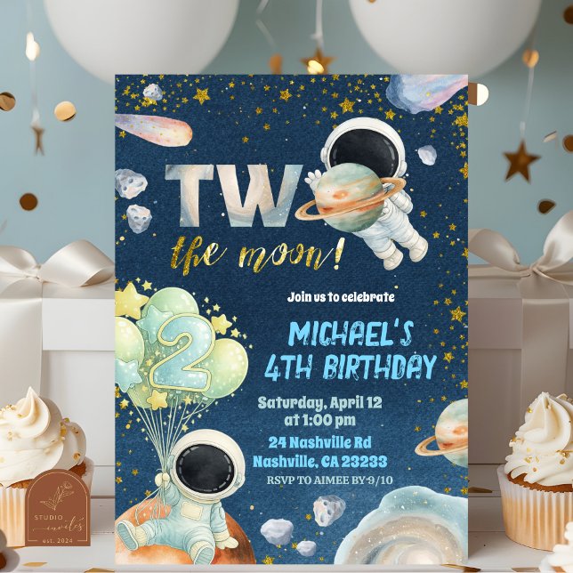 Invitation d'anniversaire Space Boy TWO pour la lu (Créateur téléchargé)