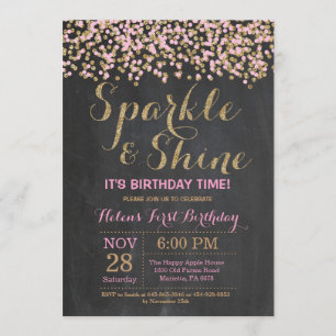Invitation d'anniversaire Sparkle and Shine Pink G