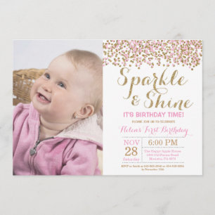 Invitation d'anniversaire Sparkle and Shine Pink G