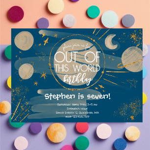 Invitation d'anniversaire spatiale hors de ce mond