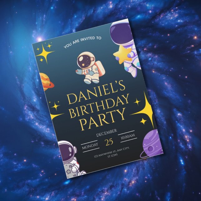 Invitation d'anniversaire spatiale pour enfants, (Créateur téléchargé)