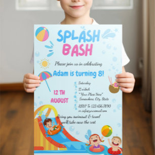Invitation d'anniversaire Splash Bash Pool Party