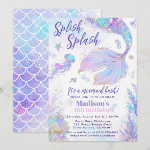 Invitation d'anniversaire Splash Bash Sirène