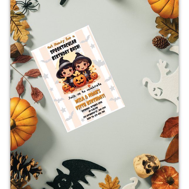 Invitation d'anniversaire Spooktacular pour jumeau (Créateur téléchargé)