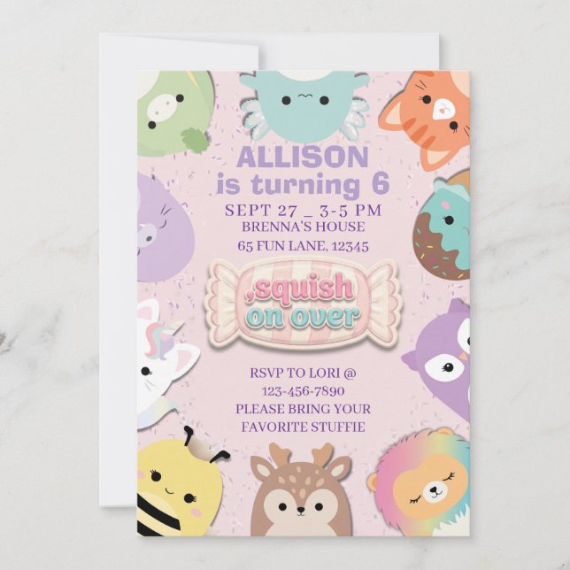 Invitation d'anniversaire Squishmallow (Devant)