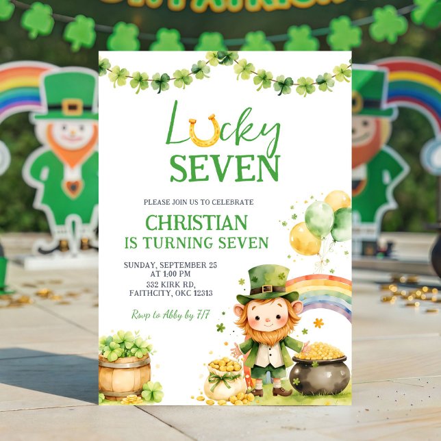 Invitation d'anniversaire St Patrick Lucky Seven (Créateur téléchargé)