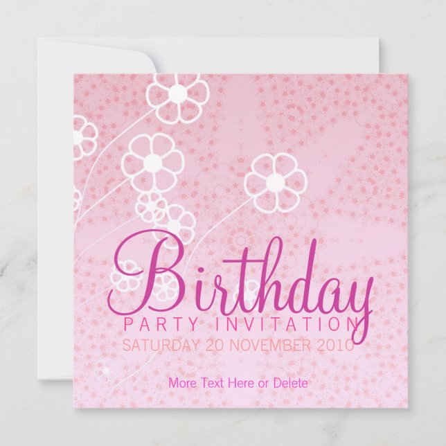 Invitation d'anniversaire Starry Pink (Devant)