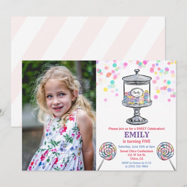 Invitation d'anniversaire sucrée pour tout âge - P (Devant / Derrière)