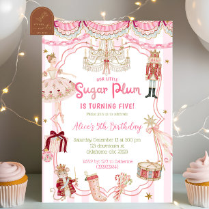 Invitation d'anniversaire Sugarplum rayures fantai