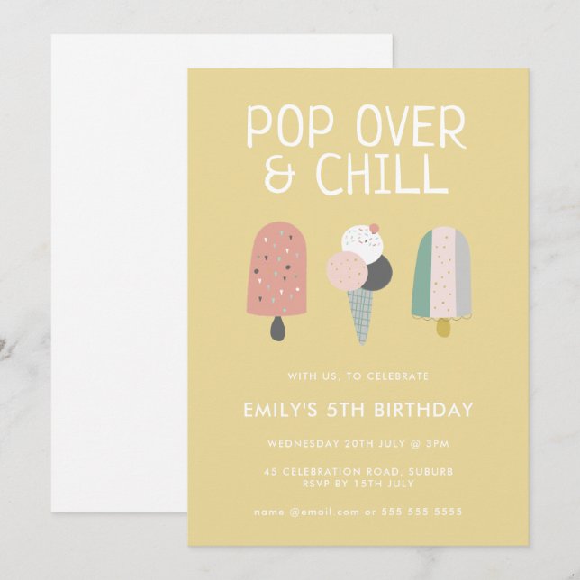 Invitation d'anniversaire Summer Pop Over & Chill  (Devant / Derrière)
