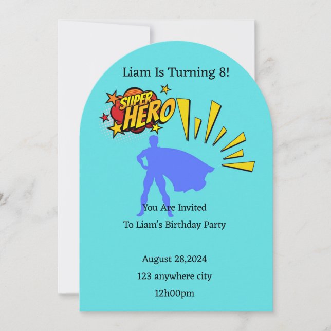 invitation d'anniversaire super-héros pour les gar (Devant)